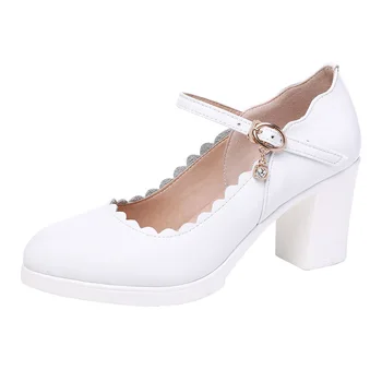 

New white with thick dance shoes cheongsam show catwalk shoes mother shoes large size single shoes women
