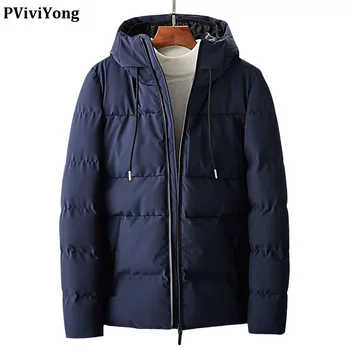 

PViviYong 2019 Winter fashion jackets men high quality cotton short coat men clothes hooded parka 818