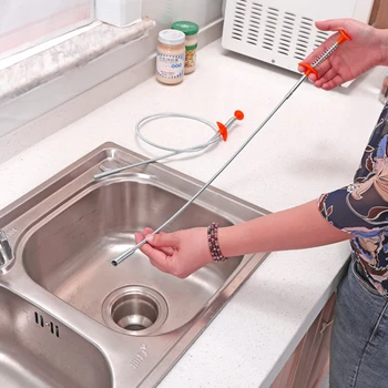 

60cm Spring Pipe Dredging Tools Kitchen Sink Drain Snake Drain Cleaner Sticks Clog Remover Pipe Cleaner for Home Hotel