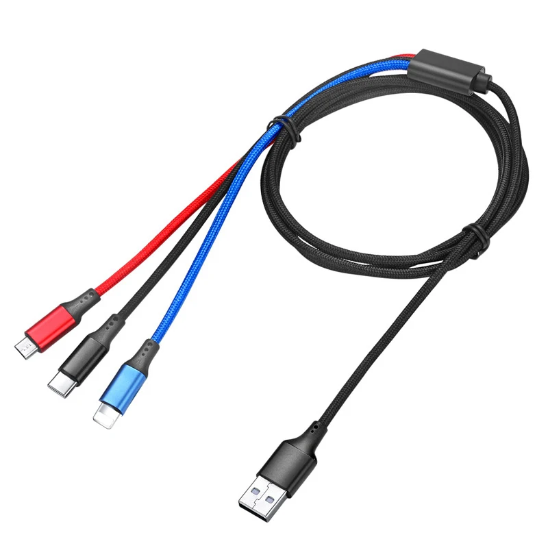 3 in 1 USB C Micro USB 8 Pin Cable for iPhone XS Max XR Mobile Phone Micro USB Type C Charging Data Cable 3A Fast Charger Cord