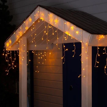 Slinger "Fringe" 4X0.6 M, IP44, Transparante Draad, 180 Led, Geel Glow, 8 Modes, 220 V Garland Voor Home Home Decor Decoratie Slinger "Fringe" 4X0.6 M, IP44, Transparante Draad, 180 Led, Geel Glow, 8 Modes, 220 V Garland Voor Home Home Decor Decoratie