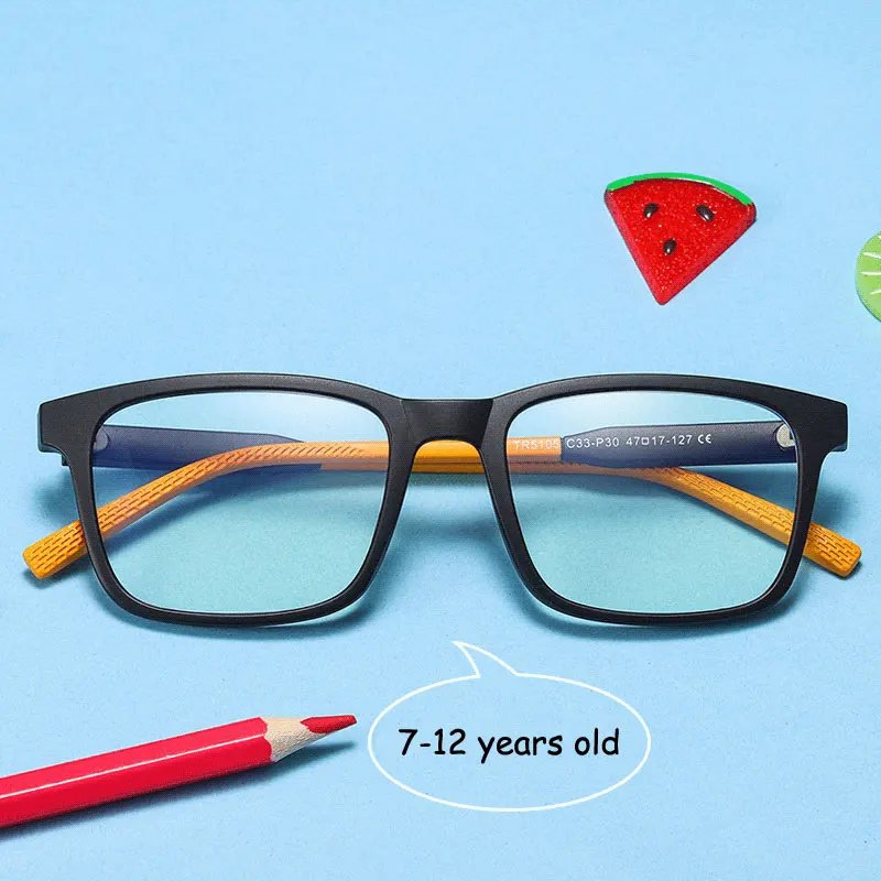 Kids Anti-blue Light Glasses Square Prescription Eyeglasses TR90 Optic Myopic Hyperopia Glasses Lens