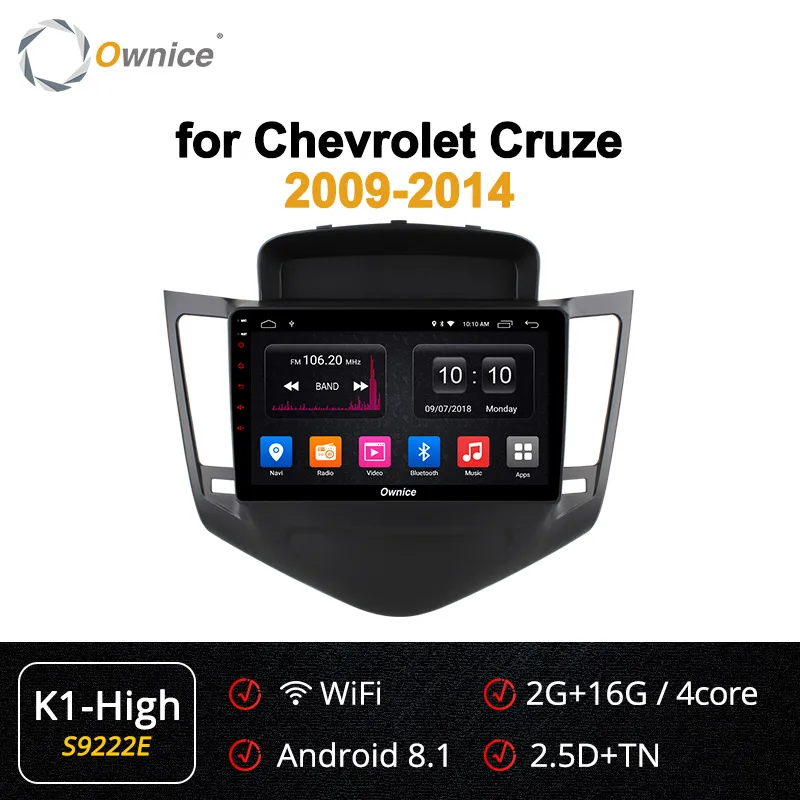 Ownice K1 K2 K3 K5 K6 2din 9 дюймов Android 8,1 автомобильный dvd gps для Chevrolet Cruze 2009- Восьмиядерный 4G LTE 360 panorama DSP - Цвет: S9222 K1-High