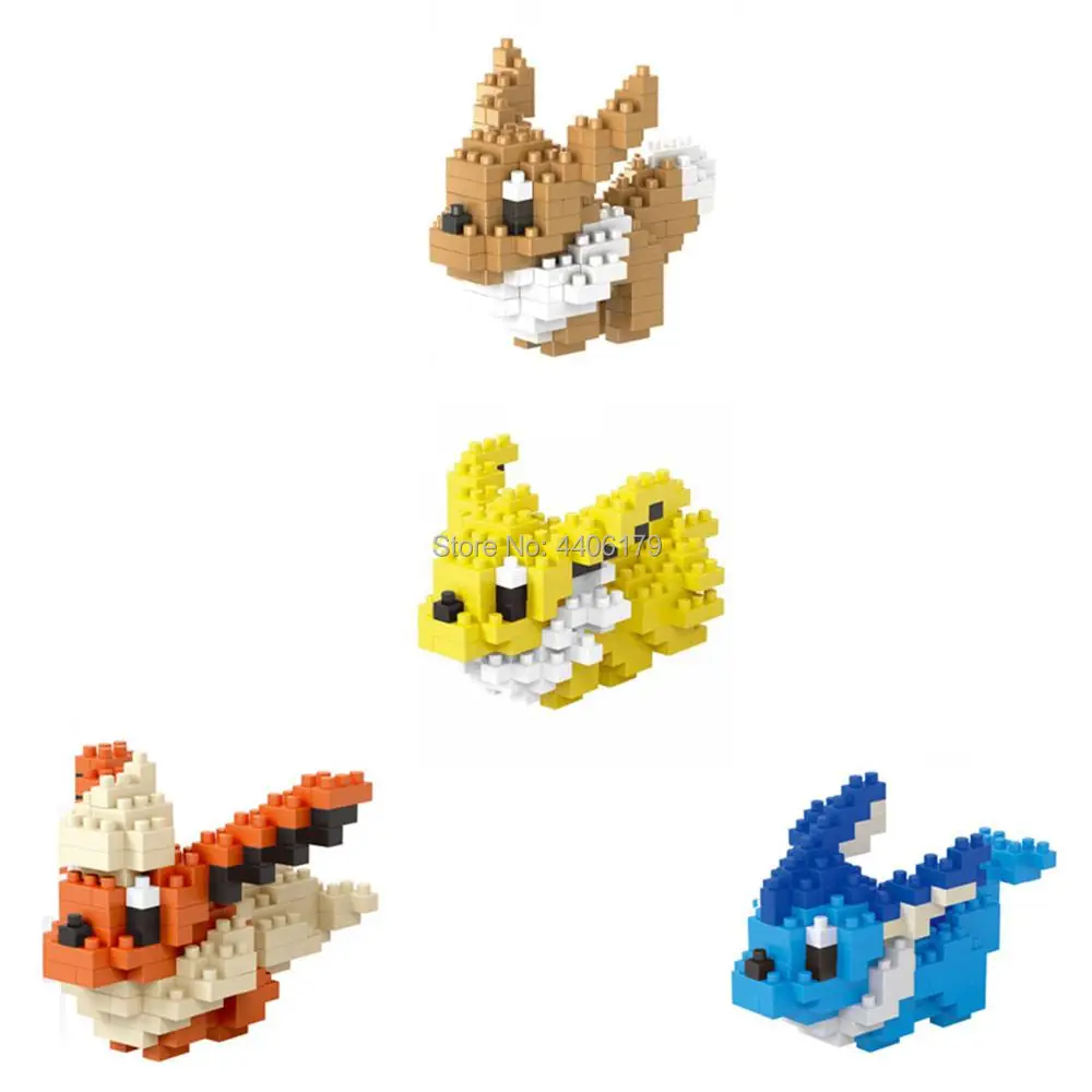 

hot LegoINGlys creators Anime Game poke monster Eevee Vaporeon Flareon Jolteon mini micro diamond blocks model nano bricks toys