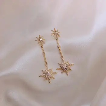 2020 Fashion Gold Star Long Earrings with Versatile Personality and Elegant Jewelry