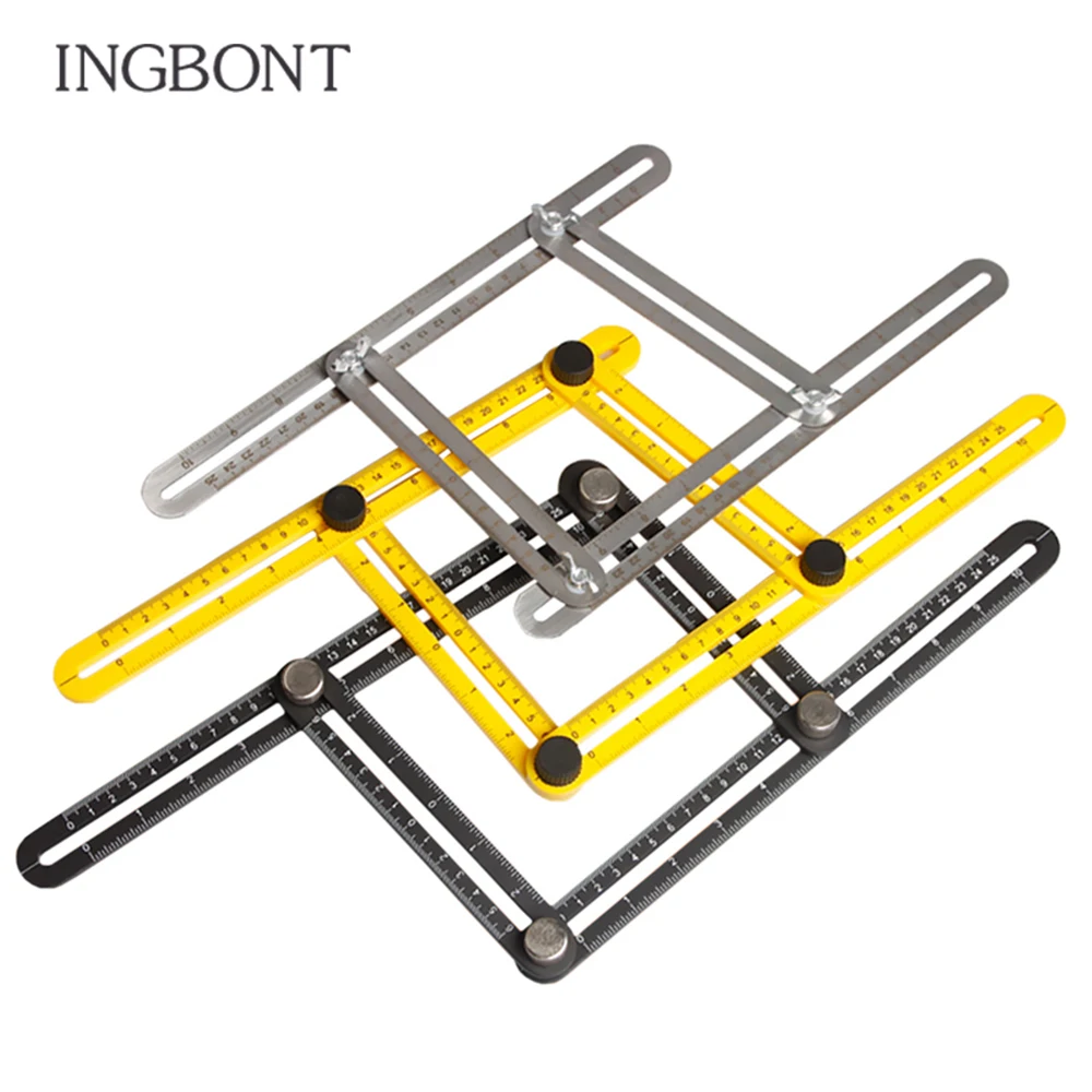 

Multi Function Professional Template Tool Angle Measuring Protractor Multi-Angle Ruler Builders Craftsmen Engineers Layout Tool
