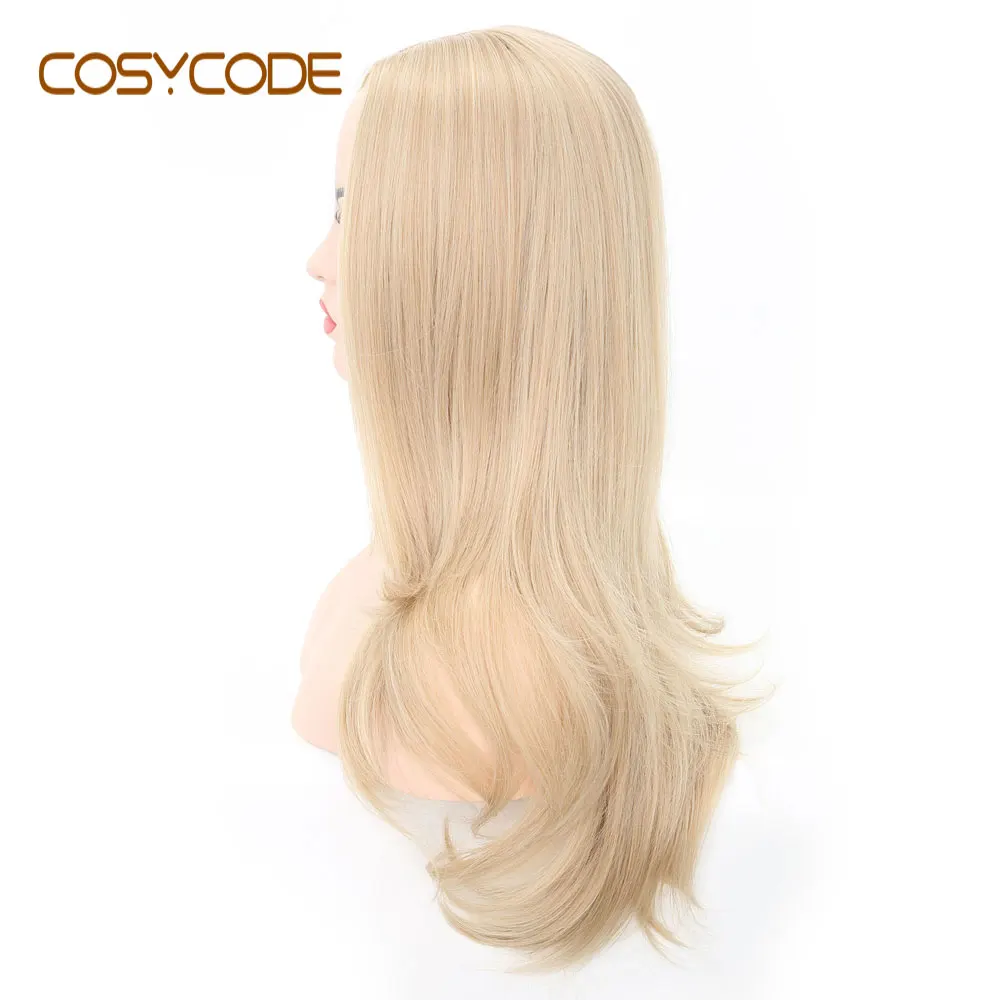 COSYCODE Blonde Women Wig with Wavy Ends 24 inch Long Middle Part Non-Lace Synthetic Costume Wig Cosplay Party 60 cm