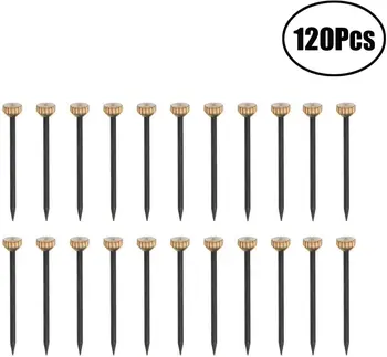 

Lvcky 120 Pieces Picture Pins Brass Head Pins Nails Hardened Photo Hook Hangers Wall Pins 1 Inch Long with Plastic Storage Box