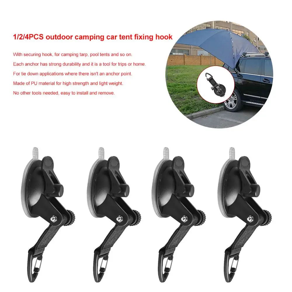 

1/2/4PCS Heavy Duty Suction Cups Tie Downs with Hooks for Car Tent Sucker Awning Windshield Camping Tarp Boat RV
