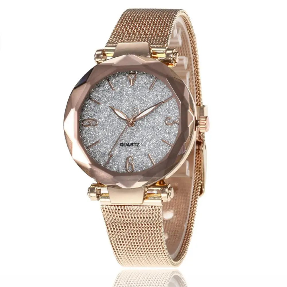 

1Pc Women Quartz Wrist Watch Fashion Stainless Steel Strap Buckle Wristwatch 9 Colors