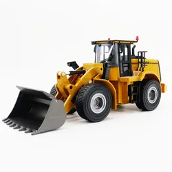 HUINA 1567 1:24 alliage RC camion bulldozer roue pelle chargeur tracteur modèle voiture d'ingénierie 6 canaux voitures radiocommandées garçons jouets 