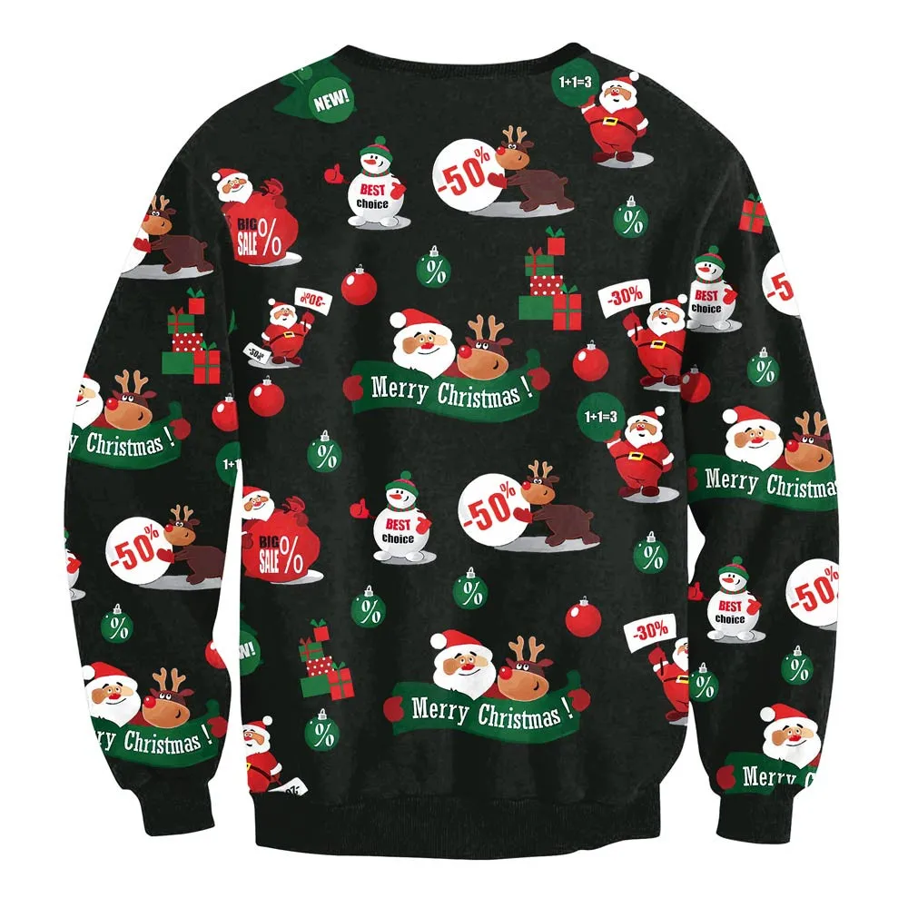 Плюс размер Рождественский Рисунок круглый воротник свитер рубашка Топы Блузка чистый кашемир свитер женский свитер платье для женщин