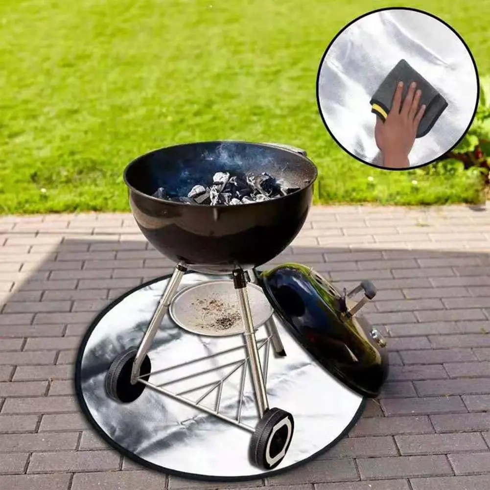 Fireproof Mat Reusable Under Fire Mat Protecting Deck Lawn Patio From High Temperature Easy To Clean Round Heat Resistant P