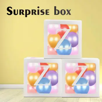 

Letter A-Z Cube Boxes Balloon Packing Box Transparent Gift Boxes Kid Birthday Baby Shower Party Decoration Organizer