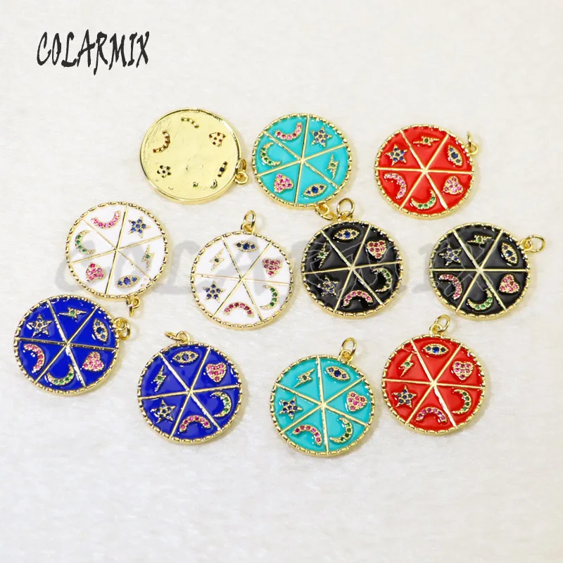10 strands Astrology pendants necklace Enamel charm necklace crystal rainbow pendants necklace accessories for women 5958