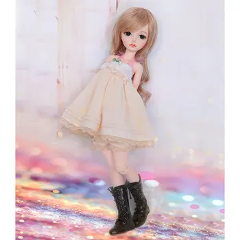 

1/4 BJD Dolls Female Makeup Doll with Dark Green Eyes and Full Clothing - (Pink Skin) Manon Aimd 4.3 Open Eyes Version