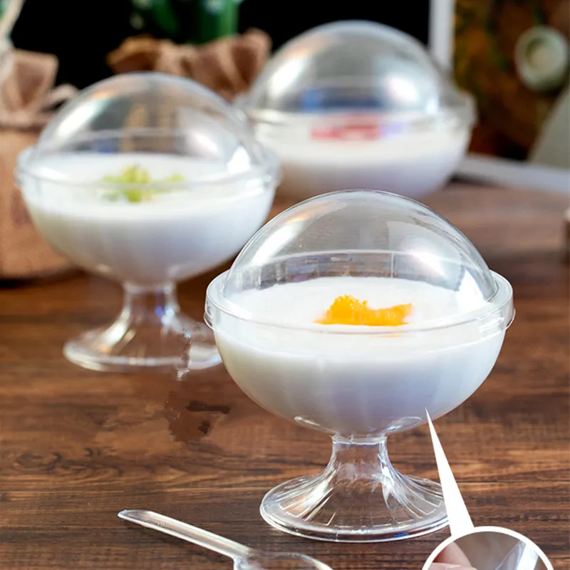 

High quality cocktail wine champagne thick plastic cups 130ml transparent disposable ice cream pudding jelly yogurt decor cup