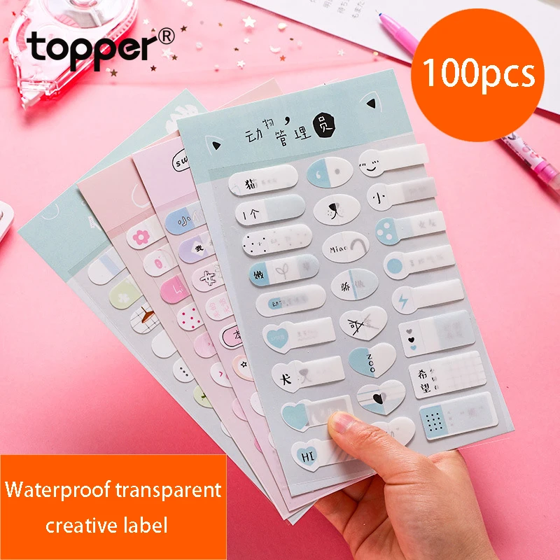 

100pcs/package Creative Small Label Transparent Sticker Children's Stationery Cartoon Decoration Diy Sticker Scrapbook DiaryGift