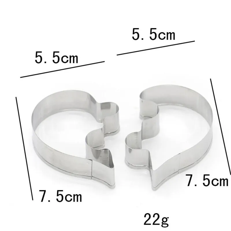 Heart Cookie Molds Left Right Heart Shaped Cookie Cutter Funny Love Wedding Puzzles Romantic Cookies Mold Biscuits Stamp 2 Pcs cookie cutter baking mold cookie mould cookie printing mold