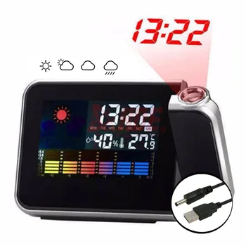 

Clock Projector LCD Digital Alarm Clock With Weather Station Electronic Table Watch Nixie Desk Alarm Clock With Time Projection