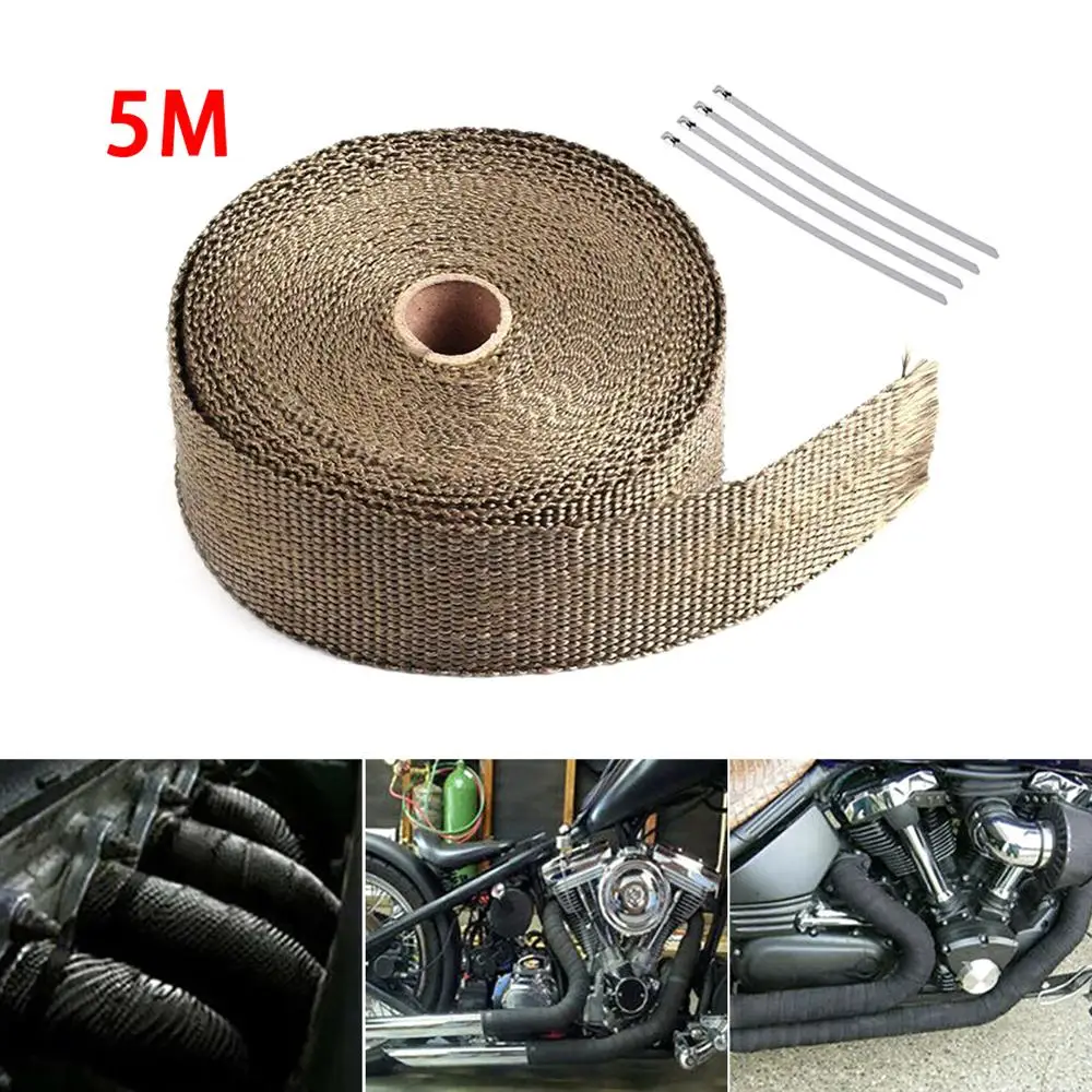 EZAUTOWRAP Black Exhaust Pipe Insulation Thermal Heat Wrap 2 x 50 Motorcycle Header Protection Fiberglass Heat Shield 6X Stainless Ties 