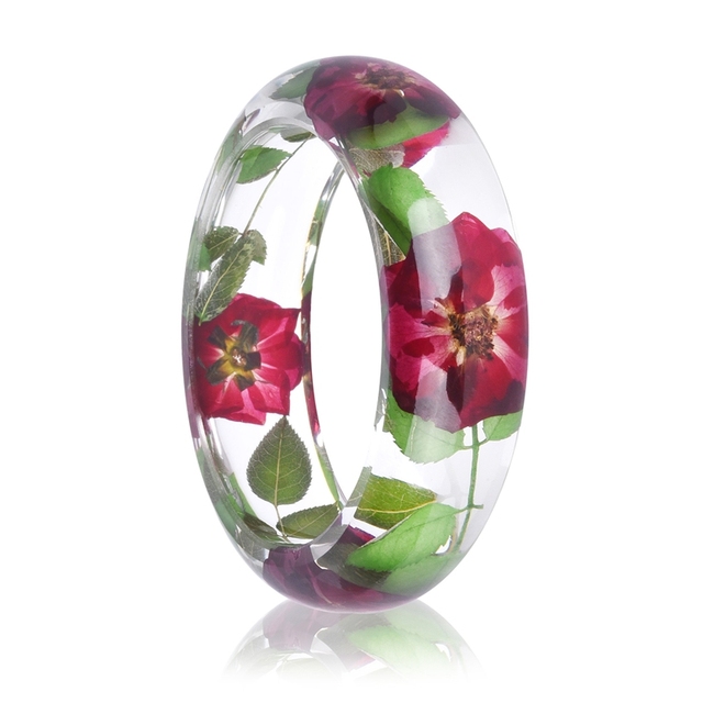New Dried Flower Resin Bracelet Bangle Real Flower Inside of Bangle Jewelry Best Gifts for Women and Friends