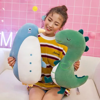 

55-90cm high quality soft fill cartoon animal plush toy dinosaur penguin cute girl sleeping pillow birthday gift Christmas gift