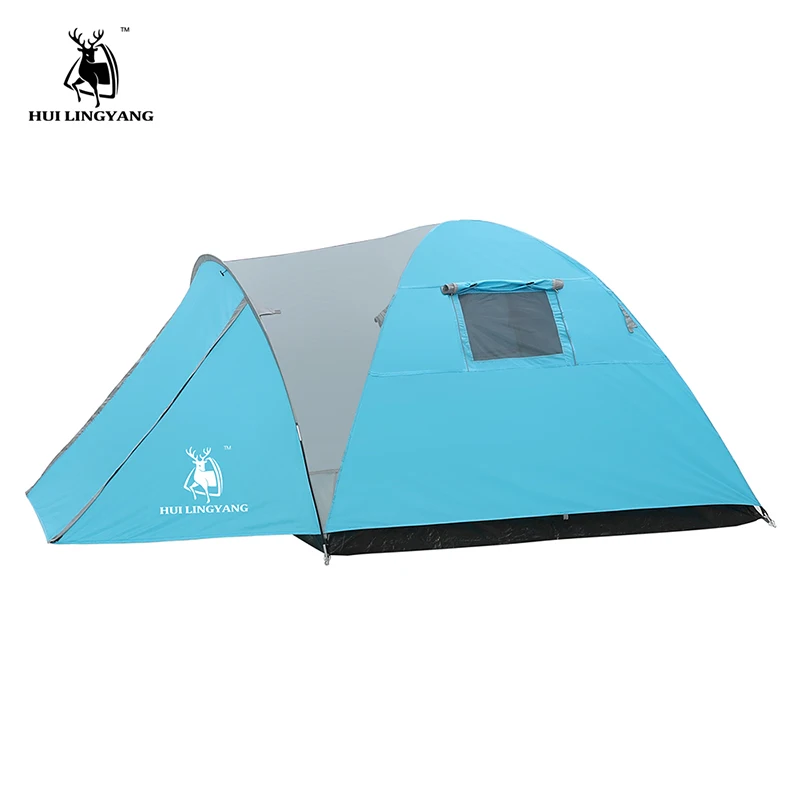 

HUI LINGYANG Outdoor 3-4 Person Tent Waterproof Large Space Double Layer Family Picnic Hiking Rainproof Camping