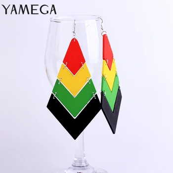 New Large Long Arrows Natural Wooden Earrings Statement Colorful Geometric Drop Earrings Boho Jewelry Gifts For Women Lady Girls