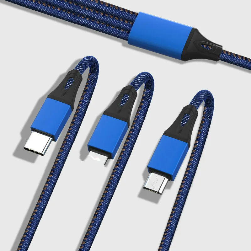 3 в 1 USB кабель 3A зарядный кабель type-C Micro USB 8 PIN для iphone 8 Plus samsung Redmi Note 8 кабель для зарядки телефона 1,2 м шнур