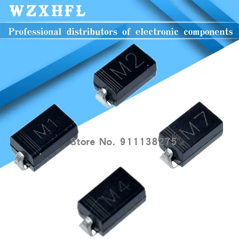 50 шт. SMD выпрямительный диод DO-214AC M7F M7 M4 M2 M1 1A с алюминиевой крышкой 50В 100V 200V 400V 600V 800V