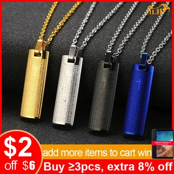 

Vnox Engraved Cross Bible Pendant For Women Men Solid Stainless Steel Unisex Christ Prayer Jewelry With 20"/24" Link/Beads Chain