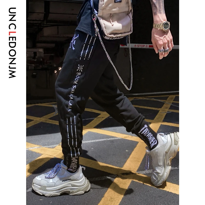 

UNCLEDONJM Man Pants New Fashion Streetwear Stitching Color Joggers Hip Hop Long Pants Men Elastic Waist Sweatpants Men 603W
