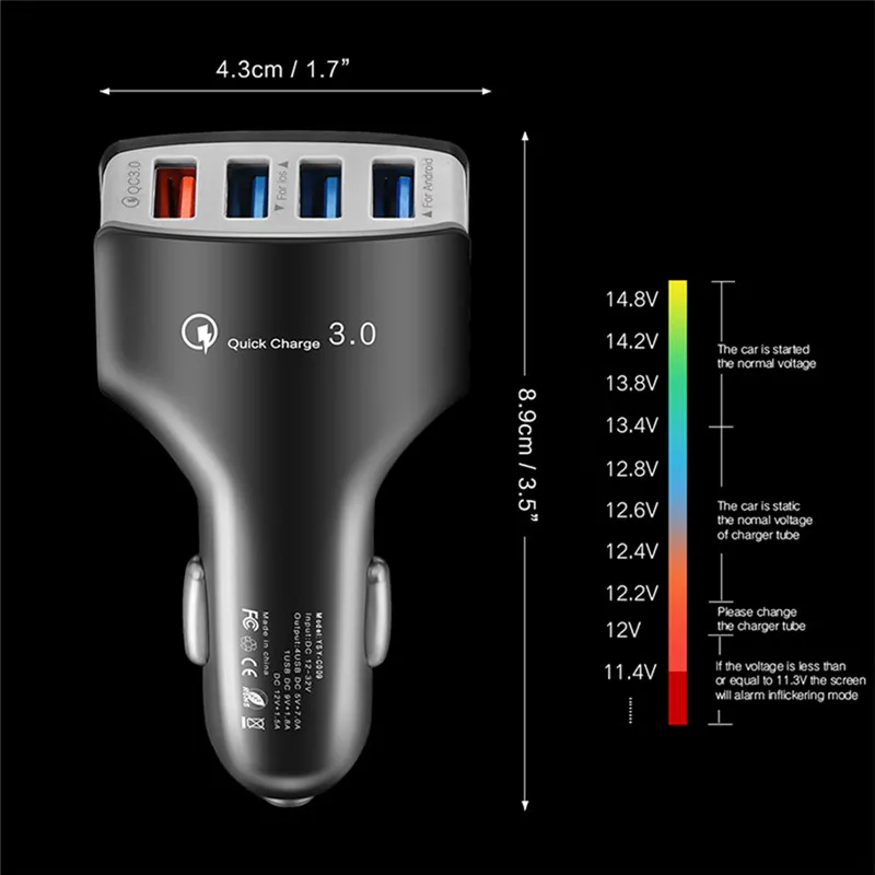 1 шт. автомобильные аксессуары грузовики автомобиль 4 USB зарядное устройство адаптер быстрой зарядки QC3.0+ 3.5A автомобильное зарядное устройство для samsung S10 S9 S8 Xiaomi IPhone