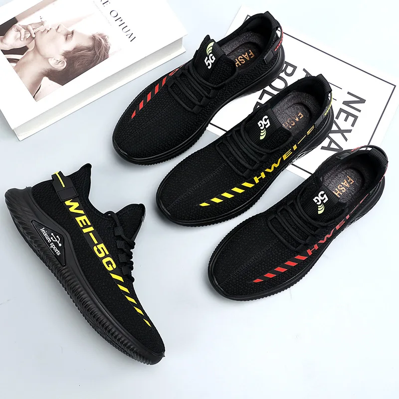 

MEN'S Shoes Autumn 2019 New Style Korean-style Fly Woven Breathable Men Athletic Shoes Coconut Casual Trend Athletic Shoes Men's