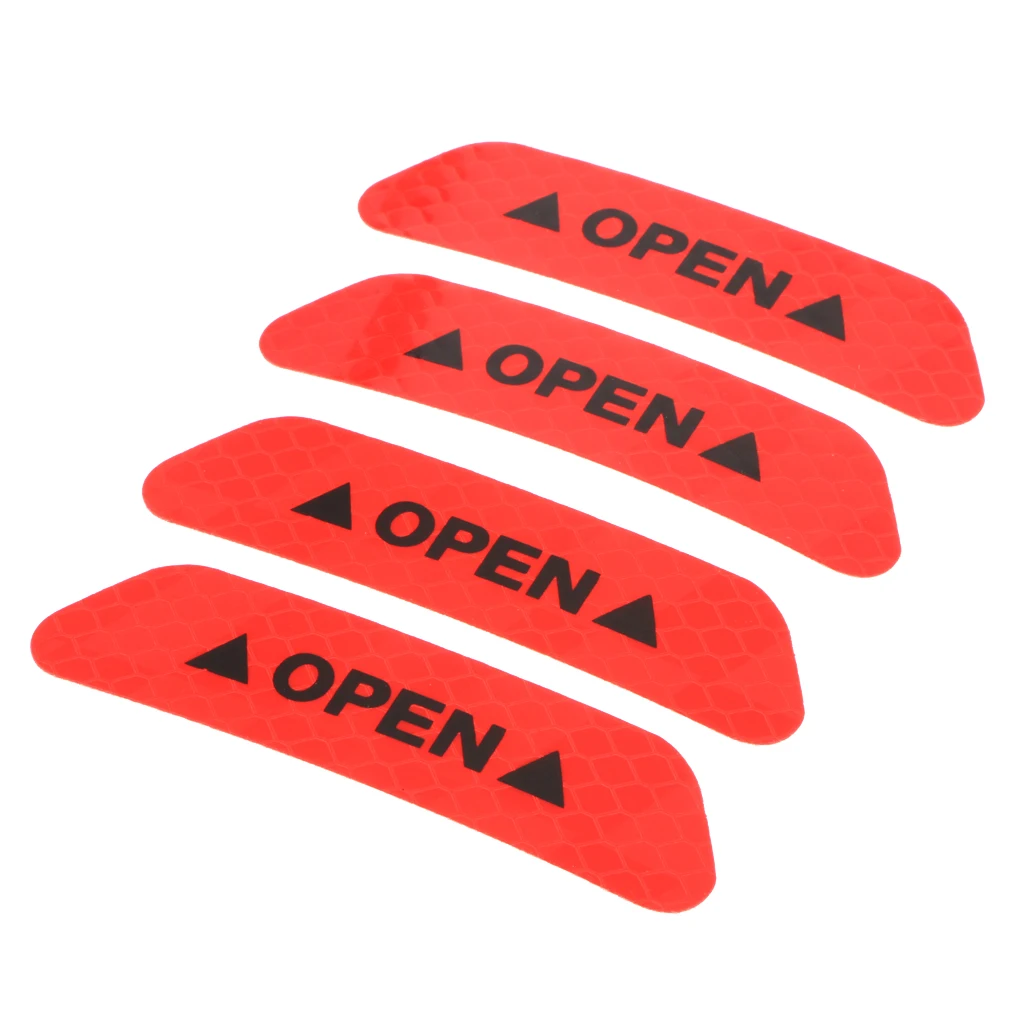 4 Pieces Car Door Open Sticker Reflective Safety Warning Auto Decal Film Easy to Clean 93*25mm 
