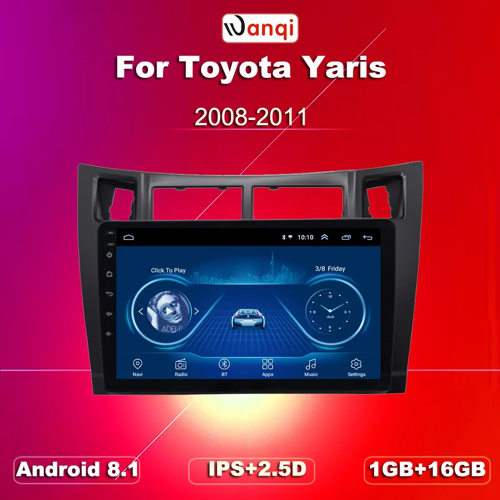 Горячая Распродажа 9 дюймов Android 8 1 2.5D Закаленное HD тачскрин радио для toyota yaris 2008 2011