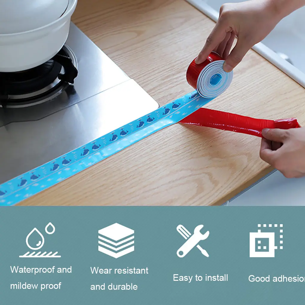 

PVC Wall Sealing Strip Waterproof Mildew Proof Adhesive Sealing Tape Bathroom Toilet Repair Tape Home Improvement Supplies