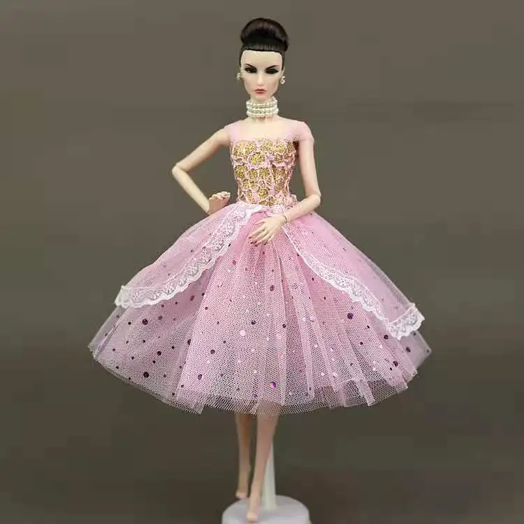

11,5 "модное Розовое Кружевное Кукольное платье для одежды Барби 1/6, аксессуары для кукольного домика BJD, вечернее платье принцессы, детские игрушки «сделай сам», подарки для девочек