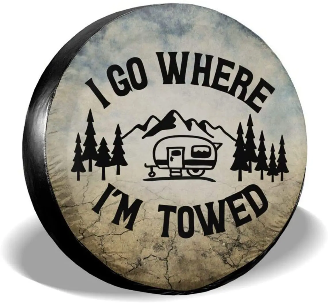 

WIDLAN I Go Where I'm Towed Spare Tire COVER CAR Polyester Waterproof Dust-Proof Universal Tire COVER CAR Wheel Sun Protec