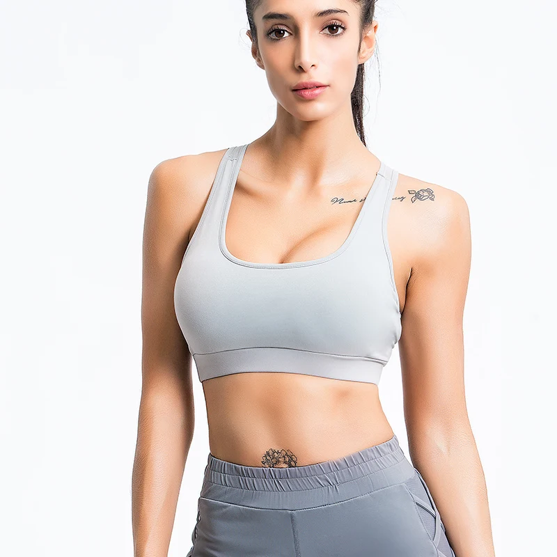 New Yoga Sport Strap Vest Plain color Mesh Back Scoop Neck Classic design Women Studio Clothes Fitness clothes |