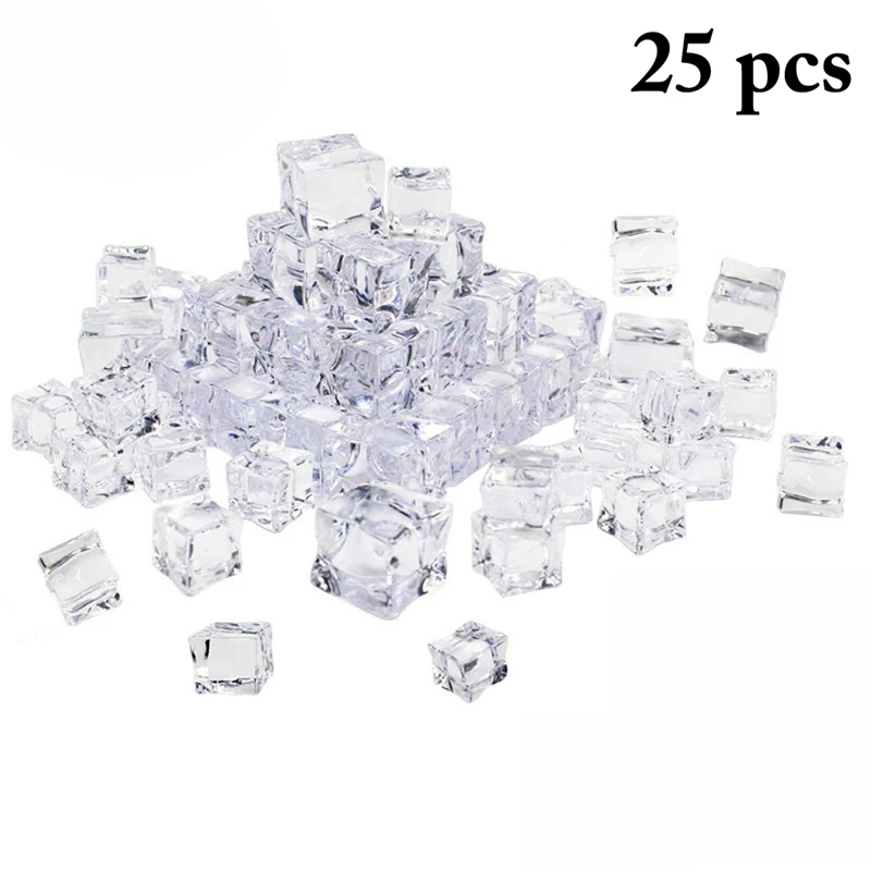 25PCS Fake Ice Cube 20mm Square Shape Clear Cubes Acrylic Faux Photography Props Desk Ornaments Home Decor |