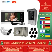 Jeatone – interphones vidéo intelligents Tuya, 7 pouces, wi fi, pour la maison, interphone avec clavier/carte RFID, porte avec serrure d'identité/caméra extérieure
