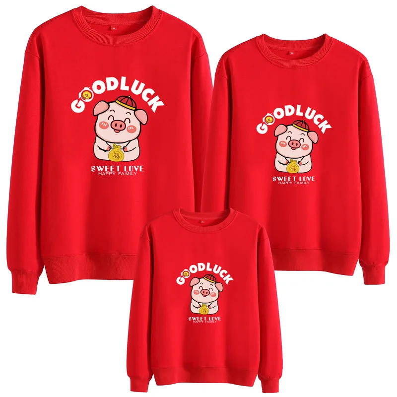

2019 New Style Pig Year of Fate Fall And Winter Clothes Parent-child Matching Outfit Family of Three Mother And Child New Year R