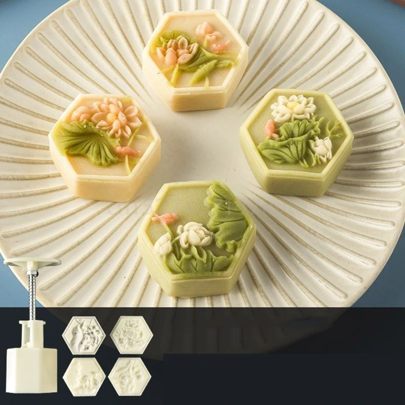 Details about   75g Mooncake Mold 3D Flower&Shell Design Cookie Stamp DIY Moon Cake Mold 