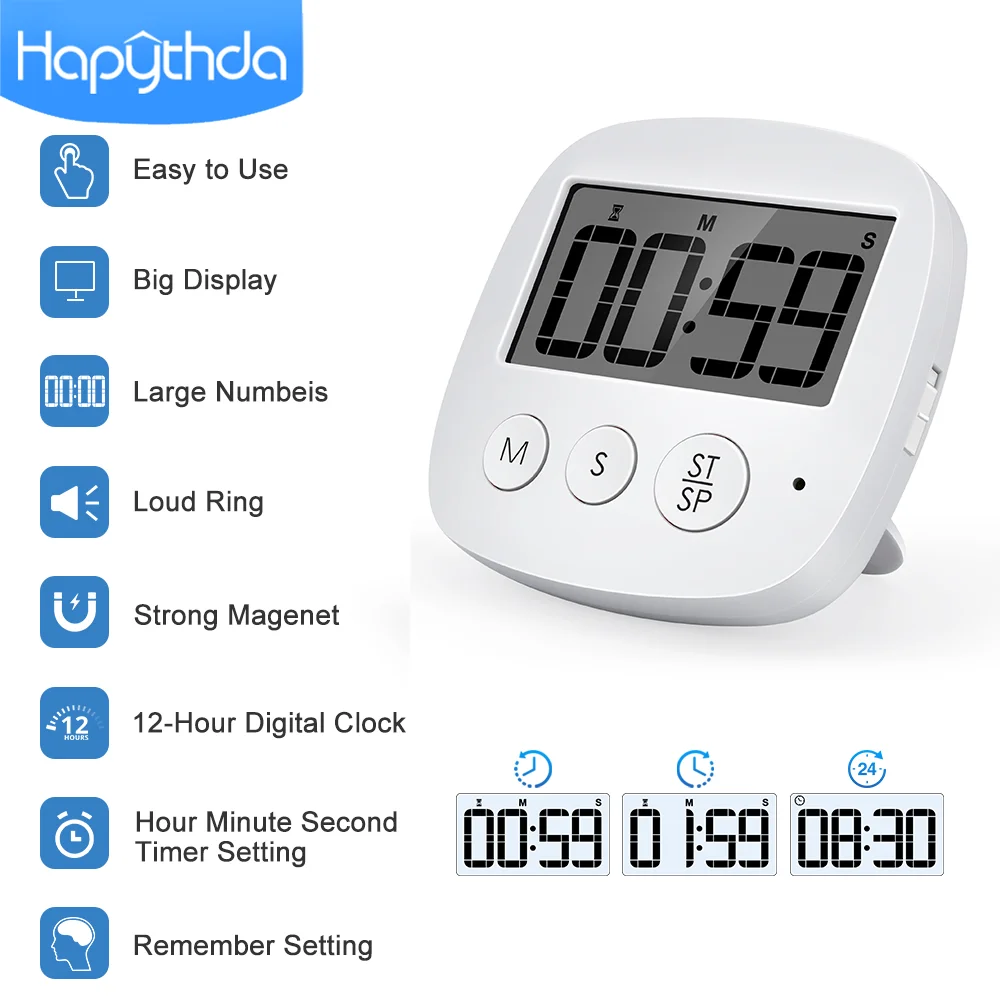 Цифровой кухонный таймер Hapythda секундомер с будильником для приготовления пищи