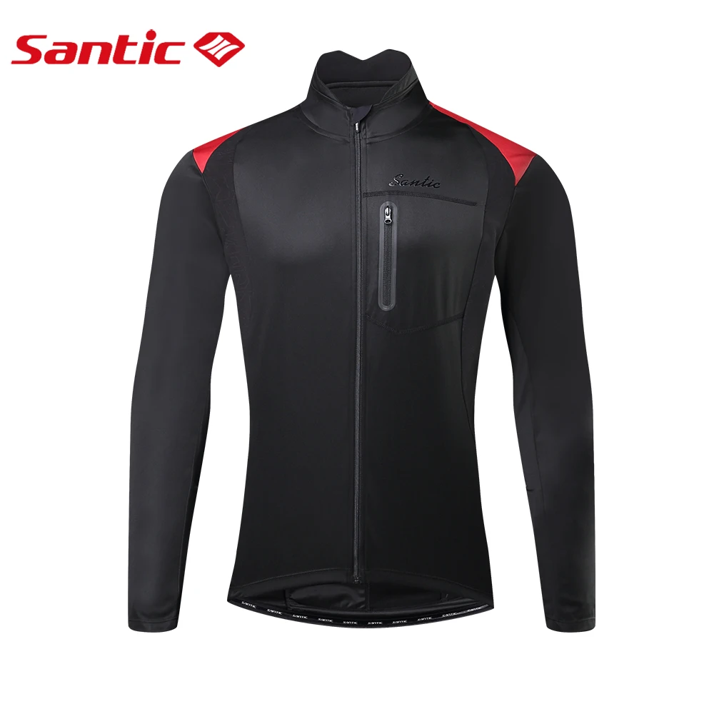 Santic Winter Cycling Jackets for Men Windproof Fleece Thermal Warm UP Bicycle Long Sleeve Sport Coat Bike Jersey Riding Clothes