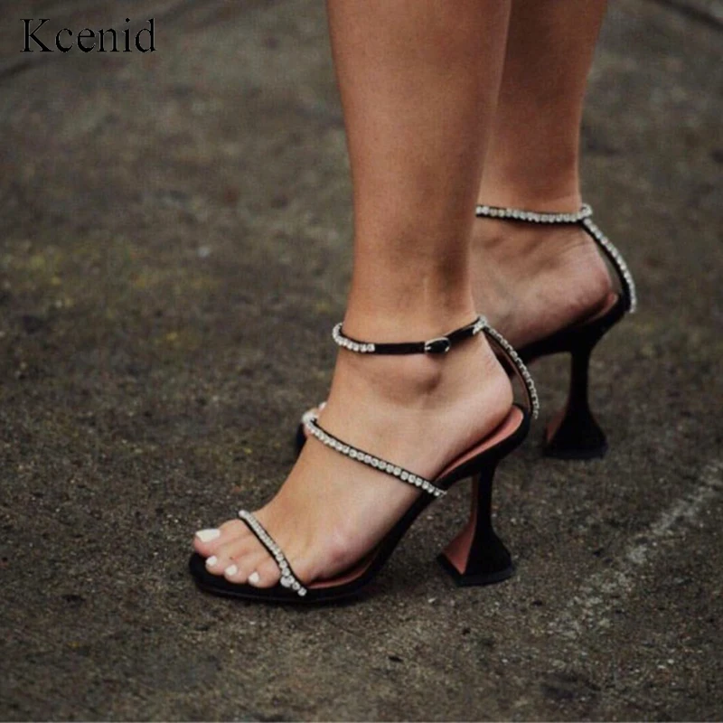 black and silver open toe heels