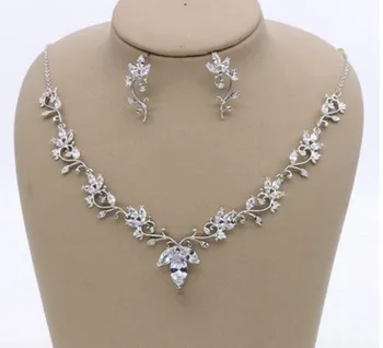 

chaming 2 set/lots crystal diamond lady's bride party set necklace earings up-market gift free shipping 35vv