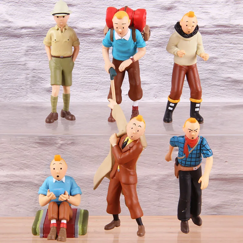 Tin Tin The Adventures of Tintin PVC Collectible Action Figure Classic Anime Cartoon Model Toys 6pcs/set